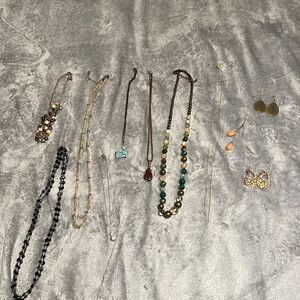 Mixed jewelry. Necklaces and earrings